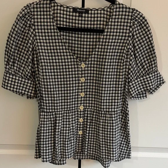 Madewell Checkered Button-Down Blouse - Picture 3 of 6